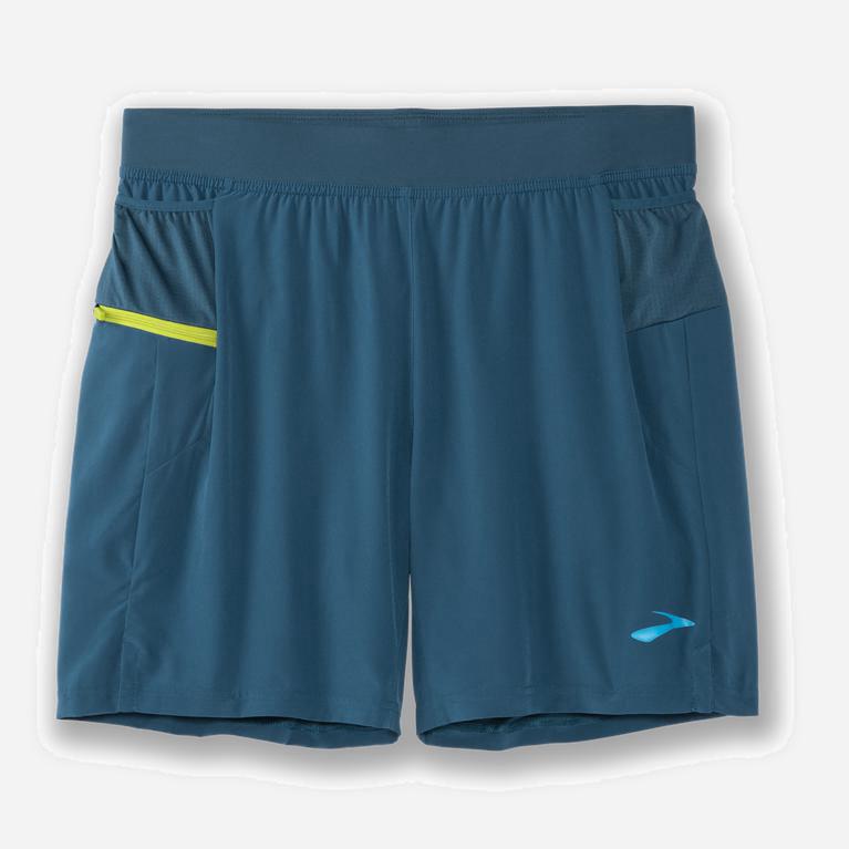 Brooks Sherpa 7 2-In-1 NZ - Men's Running Shorts - Alpine/SteelBlue/Bright Moss (30852-EPKL)